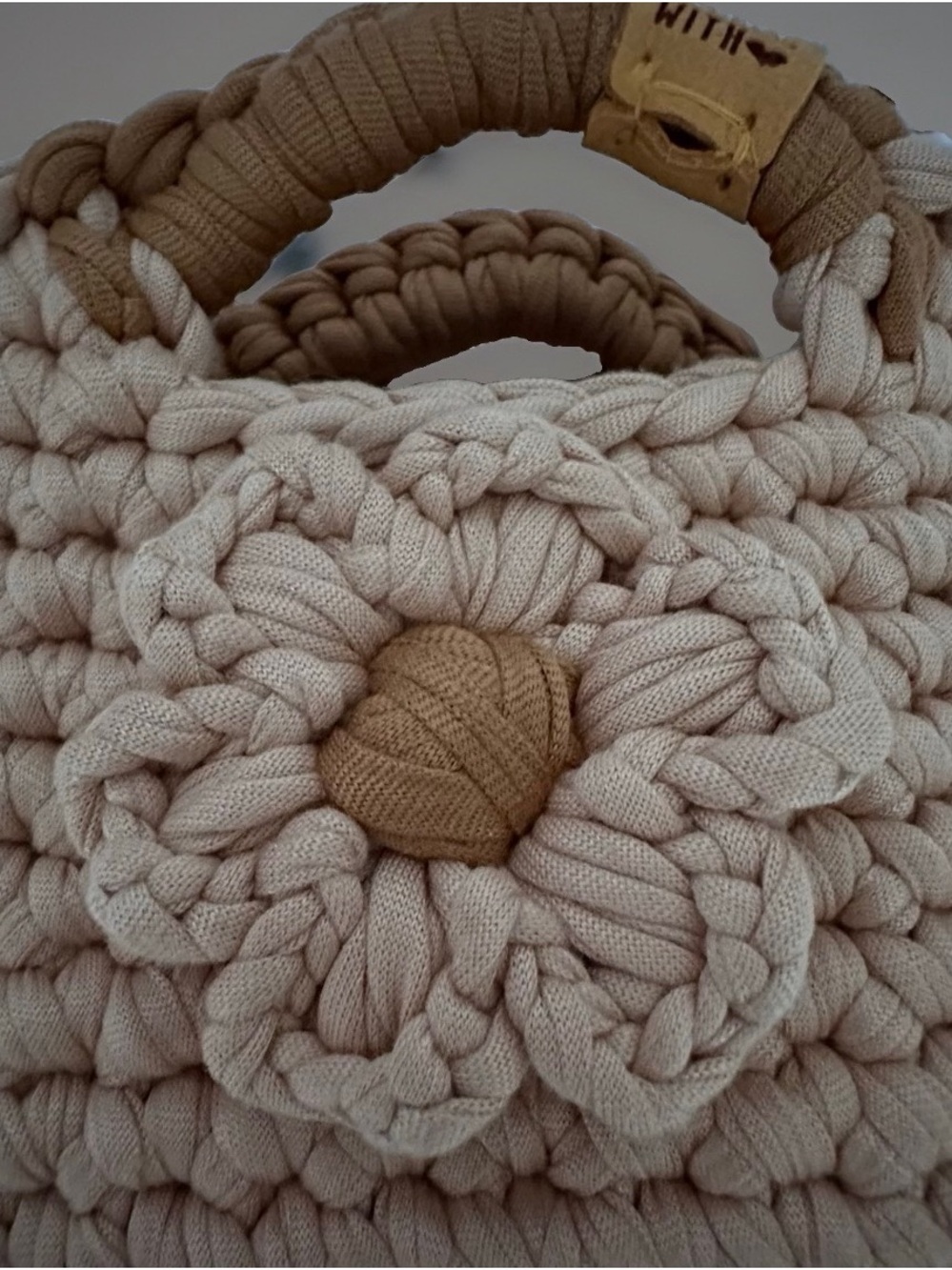 Handcrafted Cream Crochet Crossbody with Adjustable Strap - Picture 6 of 7